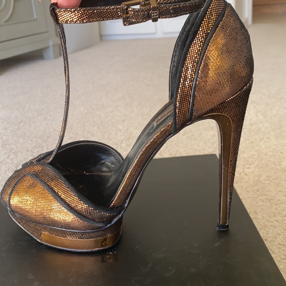Bcbg maxazria metallic platform heels